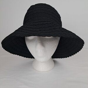 San Diego Hat Company Black Ribbon Braided Sun Hat Scalloped Edge